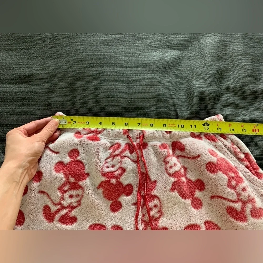 Disney Fleece Mickey Mouse Pajama Set Top Pants Red Cream Medium - Picture 12 of 15